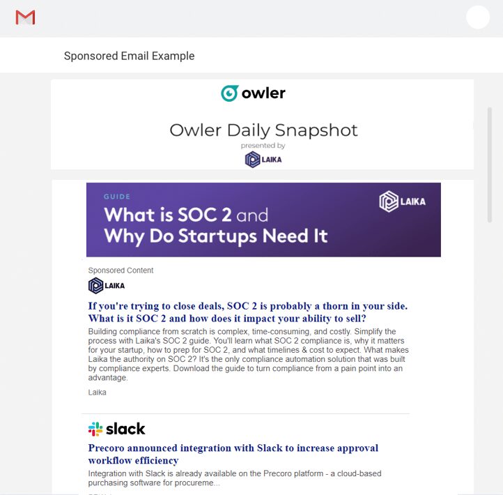 Newsletter advertising with sponsored emails.